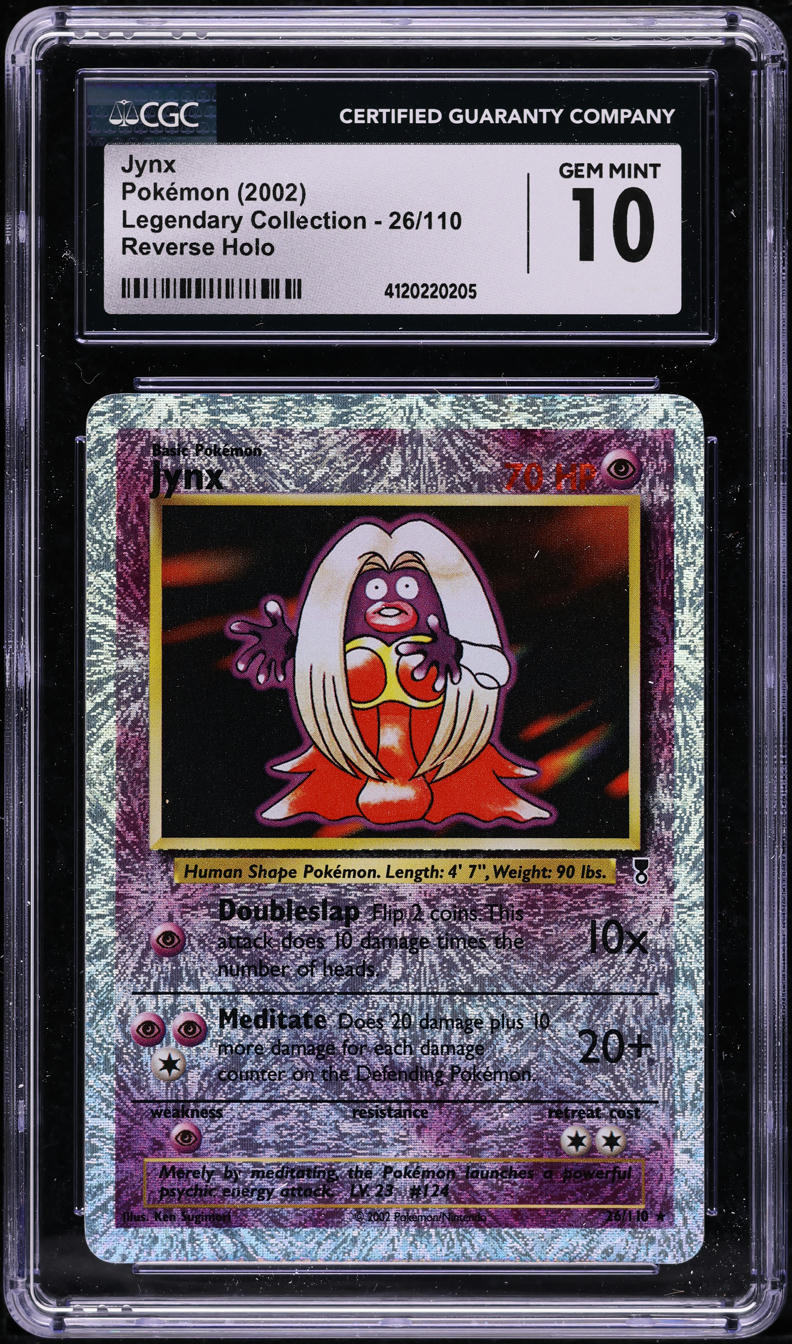 2002 POKEMON LEGENDARY COLLECTION REVERSE HOLO JYNX #26 CGC 10 GEM MINT