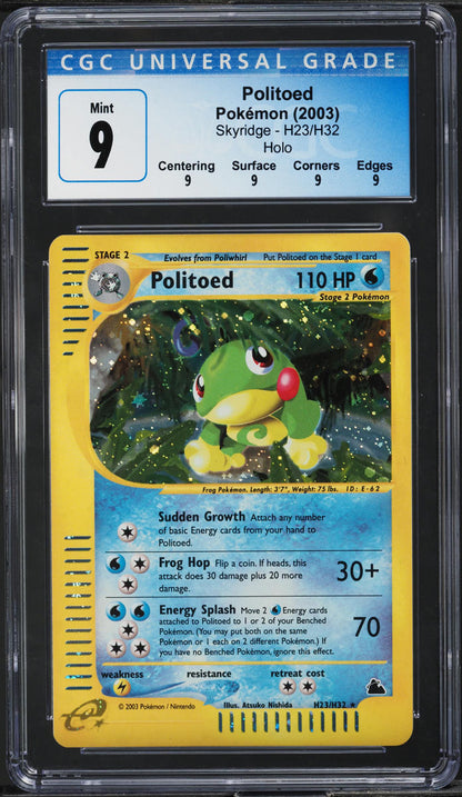 2003 POKEMON SKYRIDGE HOLO POLITOED #H23 CGC 9 MINT