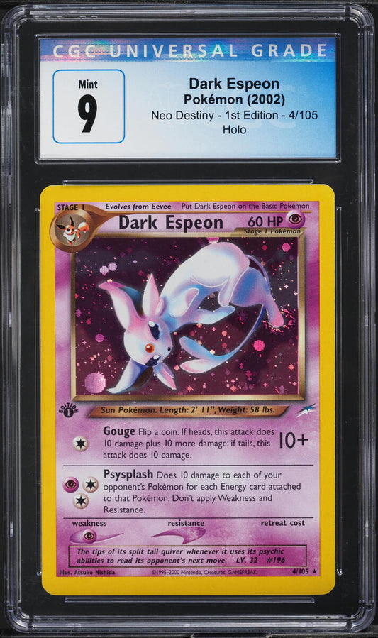 2002 POKEMON NEO DESTINY 1ST EDITION HOLO DARK ESPEON #4 CGC 9 MINT