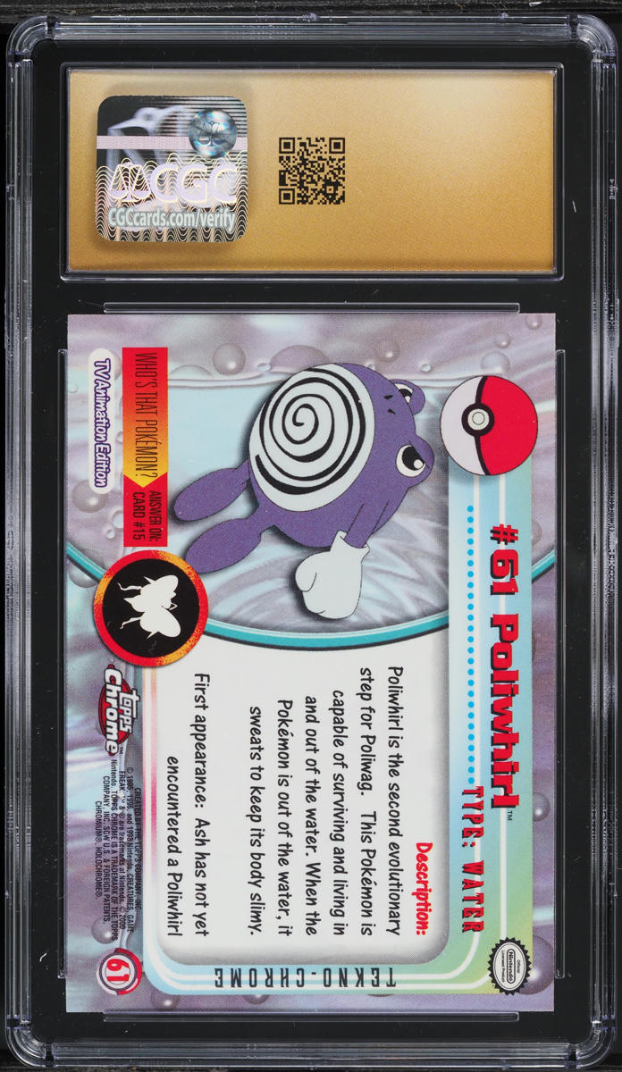 2000 TOPPS CHROME POKEMON SERIES 1 TEKNO POLIWHIRL #61 CGC 10 PRISTINE