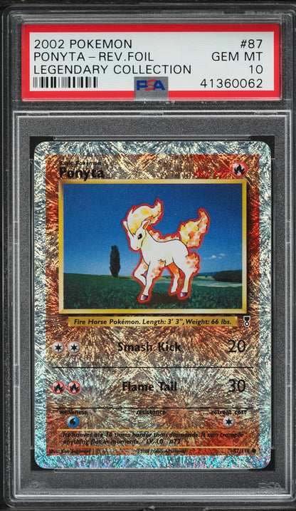 2002 POKEMON LEGENDARY COLLECTION REVERSE HOLO PONYTA #87 PSA 10 GEM MINT