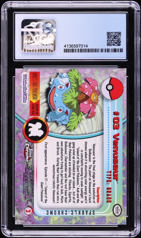 2000 TOPPS CHROME POKEMON SERIES 1 SPARKLE VENUSAUR #3 CGC 10 PRISTINE