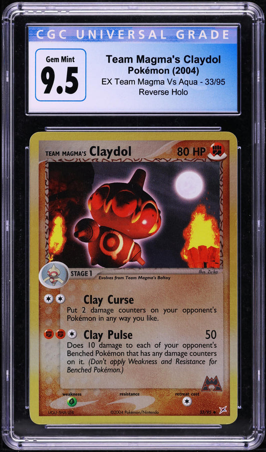 2004 POKEMON EX TEAM MAGMA VS AQUA REVERSE HOLO TEAM MAGMA'S CLAYDOL #33 CGC 10