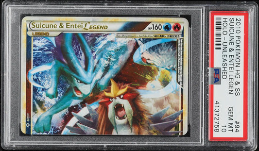 2010 POKEMON HEARTGOLD & SOULSILVER UNLEASHED HOLO SUICUNE & ENTEI #94 PSA 10