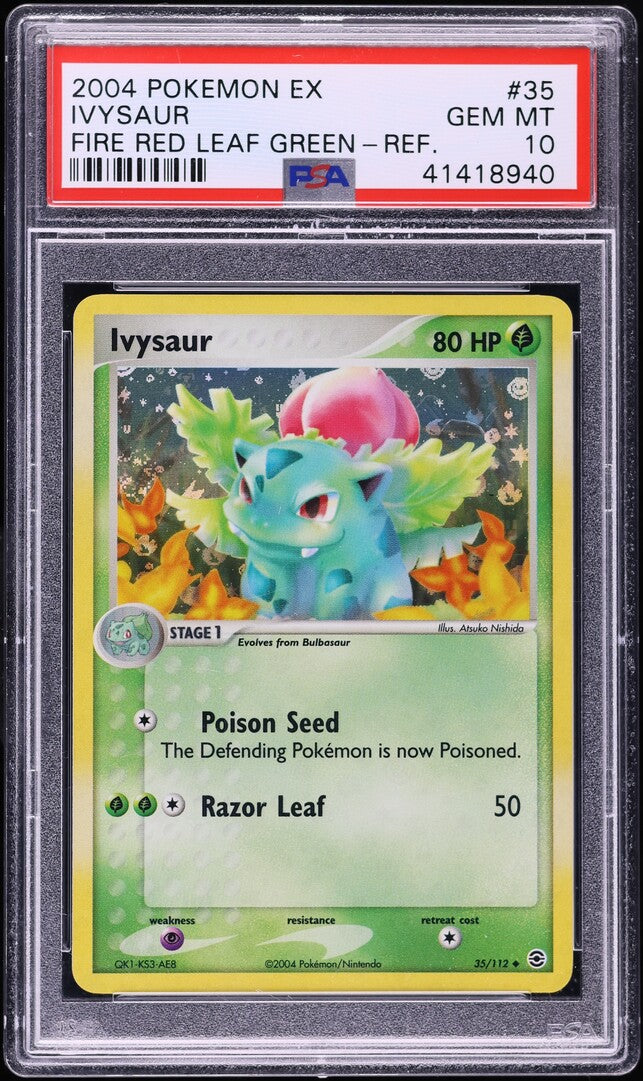 2004 POKEMON EX FIRE RED & LEAF GREEN REVERSE HOLO IVYSAUR #35 PSA 10 GEM MINT