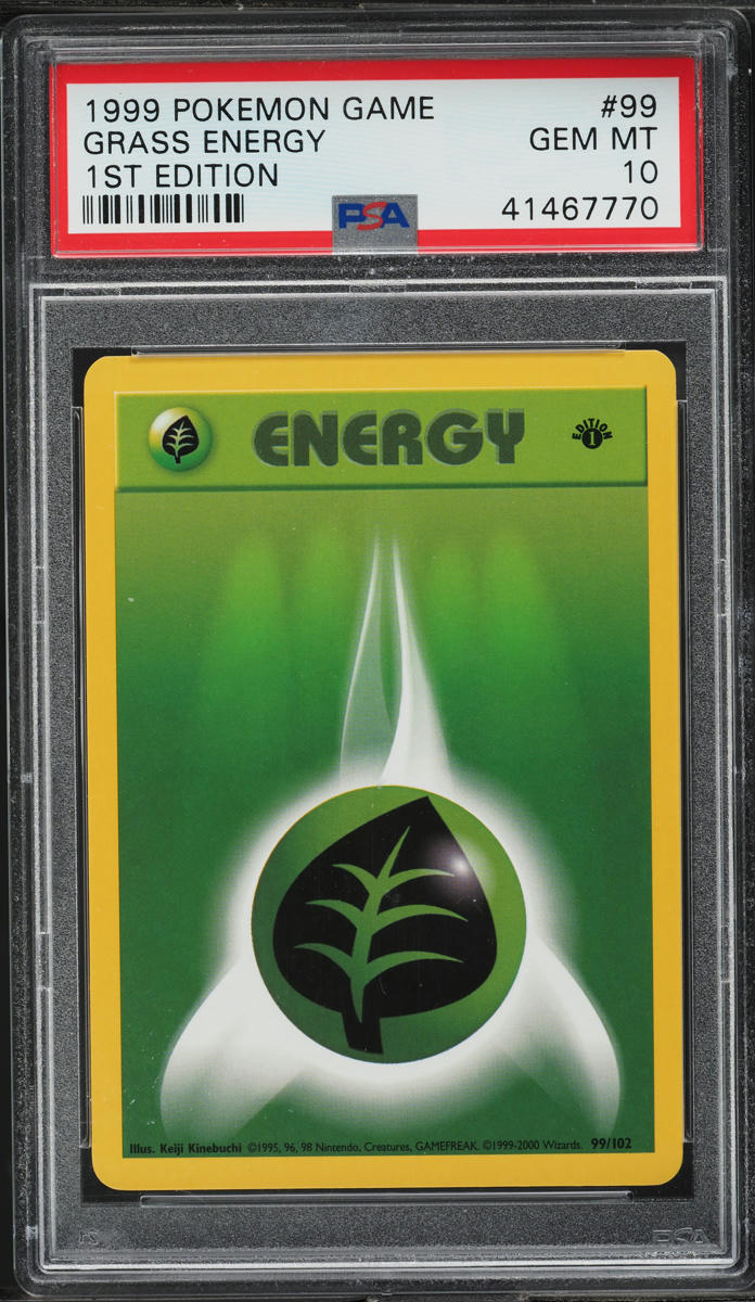 1999 POKEMON BASE SET 1ST EDITION GRASS ENERGY #99 PSA 10 GEM MINT