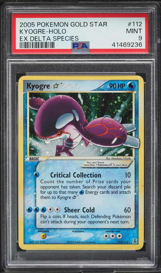 2005 POKEMON EX DELTA SPECIES HOLO KYOGRE GOLD STAR #112 PSA 9 MINT