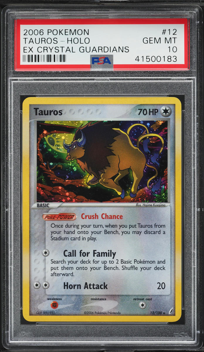 2006 POKEMON EX CRYSTAL GUARDIANS HOLO TAUROS #12 PSA 10 GEM MINT