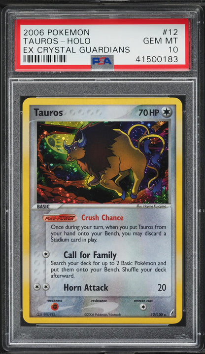 2006 POKEMON EX CRYSTAL GUARDIANS HOLO TAUROS #12 PSA 10 GEM MINT