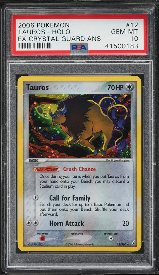 2006 POKEMON EX CRYSTAL GUARDIANS HOLO TAUROS #12 PSA 10 GEM MINT