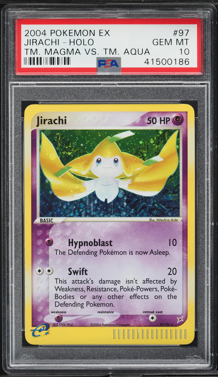 2004 POKEMON EX TEAM MAGMA VS. TEAM AQUA HOLO JIRACHI #97 PSA 10 GEM MINT