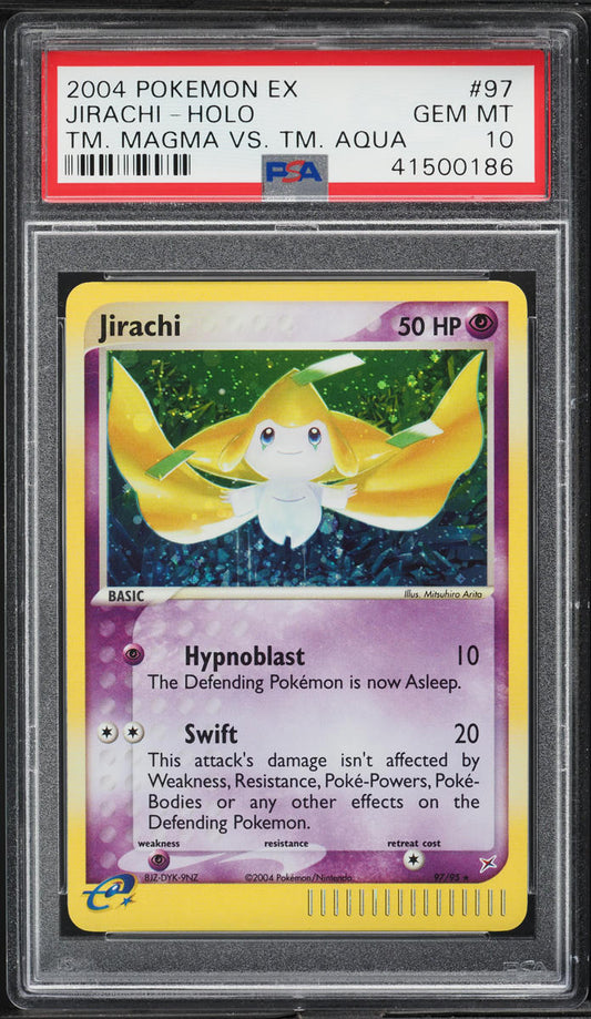 2004 POKEMON EX TEAM MAGMA VS. TEAM AQUA HOLO JIRACHI #97 PSA 10 GEM MINT