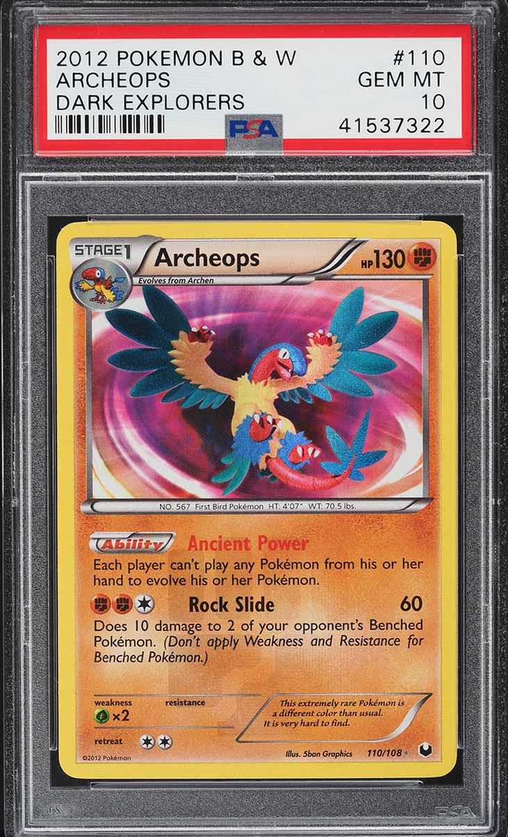 2012 POKEMON BLACK & WHITE DARK EXPLORERS ARCHEOPS #110 PSA 10 GEM MINT