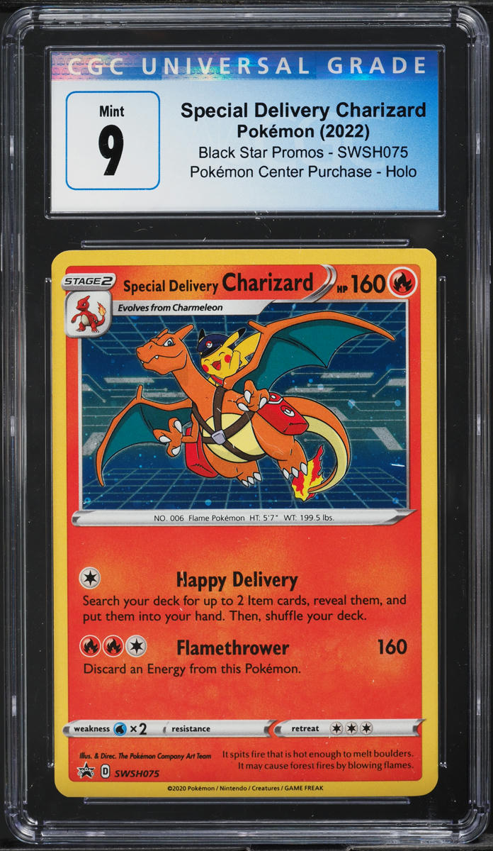 2022 POKEMON SWSH BLACK STAR PROMO HOLO SPECIAL DELIVERY CHARIZARD #75 CGC 9 MINT