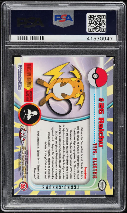 2000 TOPPS CHROME POKEMON SERIES 1 TEKNO RAICHU #26 PSA 10 GEM MINT