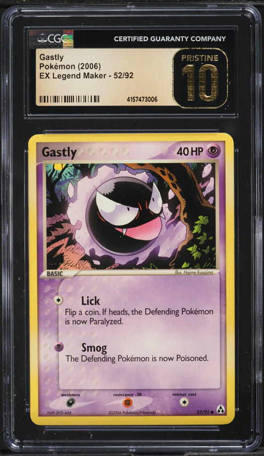 2006 POKEMON EX LEGEND MAKER GASTLY #52 CGC 10 PRISTINE