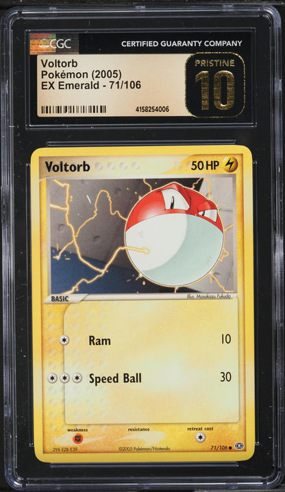 2005 POKEMON EX EMERALD VOLTORB #71 CGC 10 PRISTINE