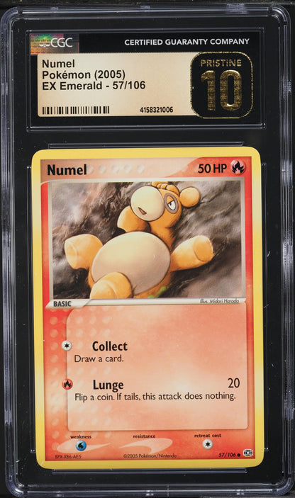 2005 POKEMON EX EMERALD NUMEL #57 CGC 10 PRISTINE