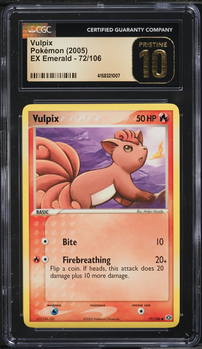 2005 POKEMON EX EMERALD VULPIX #72 CGC 10 PRISTINE