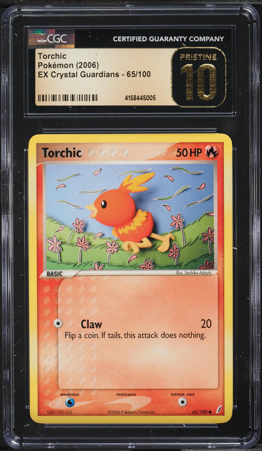 2006 POKEMON EX CRYSTAL GUARDIANS REVERSE HOLO TORCHIC #65 CGC 10 PRISTINE