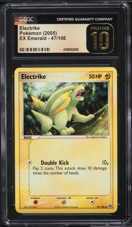 2005 POKEMON EX EMERALD ELECTRIKE #47 CGC 10 PRISTINE