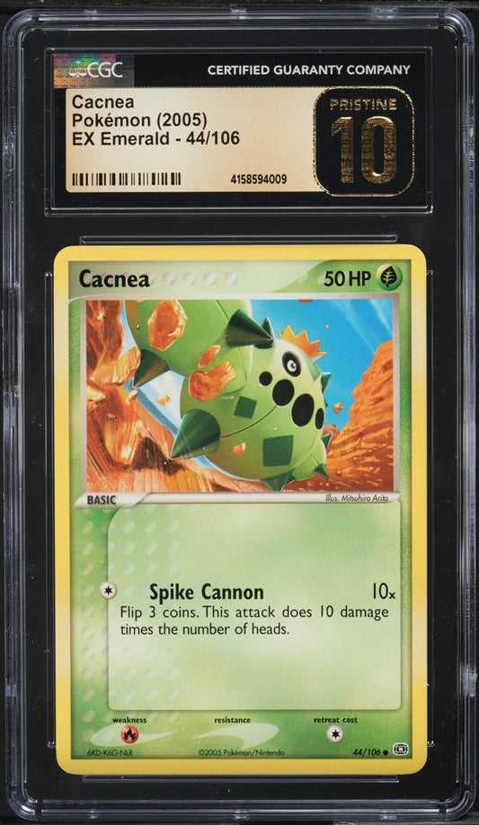 2005 POKEMON EX EMERALD CACNEA #44 CGC 10 PRISTINE