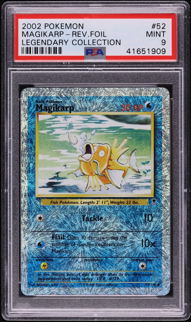 2002 POKEMON LEGENDARY COLLECTION REVERSE HOLO MAGIKARP #52 PSA 9 MINT