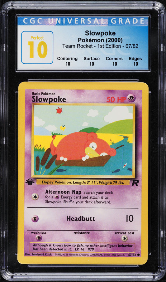 2000 POKEMON TEAM ROCKET 1ST EDITION SLOWPOKE #67 CGC 10 PERFECT