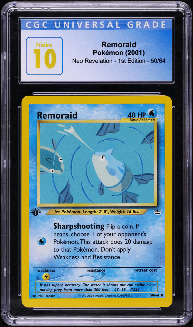 2001 POKEMON NEO REVELATION 1ST EDITION REMORAID #50 CGC 10 PRISTINE