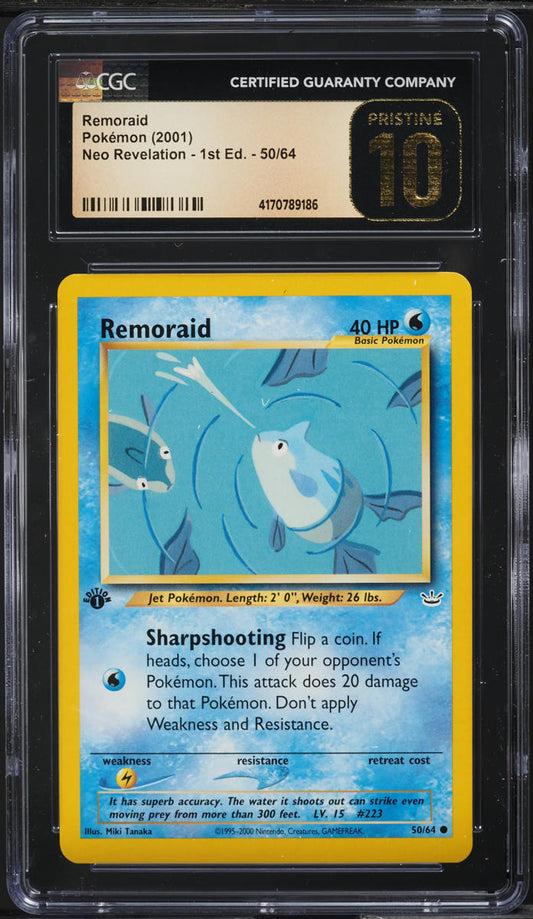 2001 POKEMON NEO REVELATION 1ST EDITION REMORAID #50 CGC 10 PRISTINE