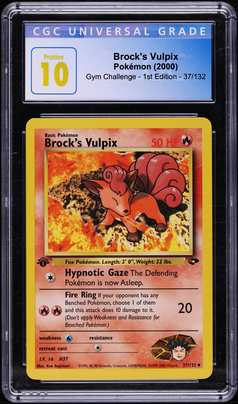 2000 POKEMON GYM CHALLENGE 1ST EDITION BROCK'S VULPIX #37 CGC 10 PRISTINE