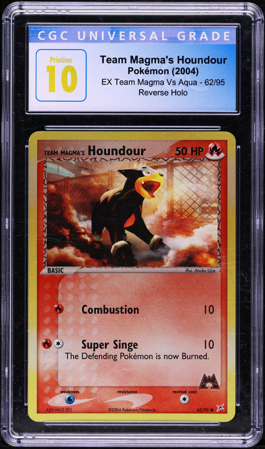 2004 POKEMON EX TEAM MAGMA VS AQUA REVERSE HOLO HOUNDOUR #62 CGC 10 PRISTINE *POP 6*