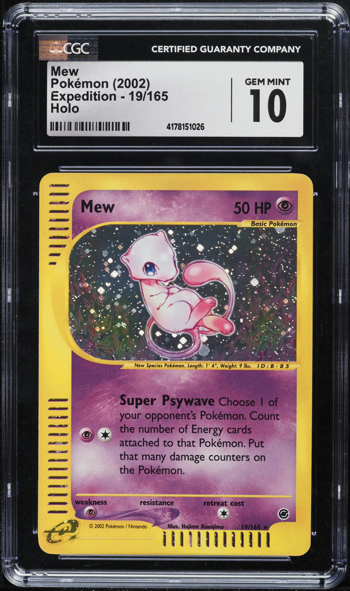 2002 POKEMON EXPEDITION HOLO MEW #19 CGC 10 GEM MINT