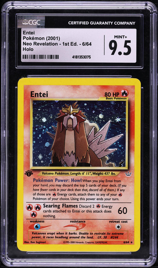 2001 POKEMON NEO REVELATION 1ST EDITION HOLO ENTEI #6 CGC 9.5