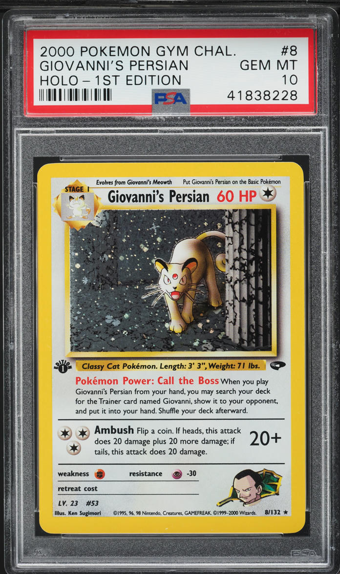 2000 POKEMON GYM CHALLENGE 1ST EDITION HOLO GIOVANNI'S PERSIAN #8 PSA 10 GEM