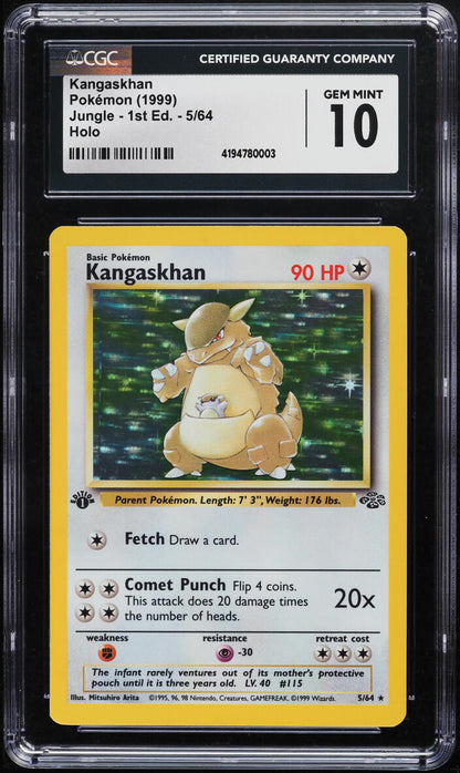 1999 POKEMON JUNGLE 1ST EDITION HOLO KANGASKHAN #5 CGC 10 GEM MINT