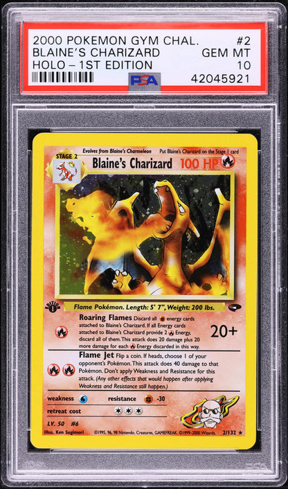 2000 POKEMON GYM CHALLENGE 1ST EDITION HOLO BLAINE'S CHARIZARD PSA 10 GEM MINT