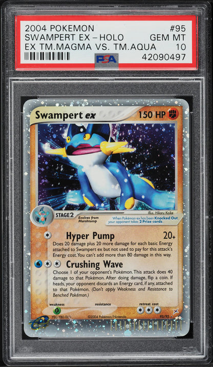 2004 POKEMON EX TEAM MAGMA VS. TEAM AQUA HOLO SWAMPERT EX #95 PSA 10