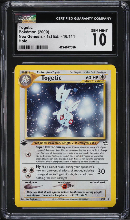 2000 POKEMON NEO GENESIS 1ST EDITION HOLO TOGETIC #16 CGC 10 GEM MINT