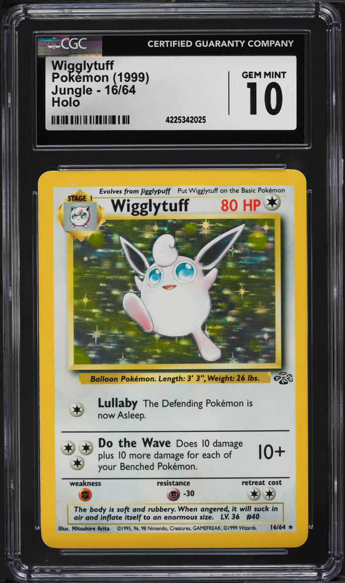 1999 POKEMON JUNGLE HOLO WIGGLYTUFF #16 CGC 10