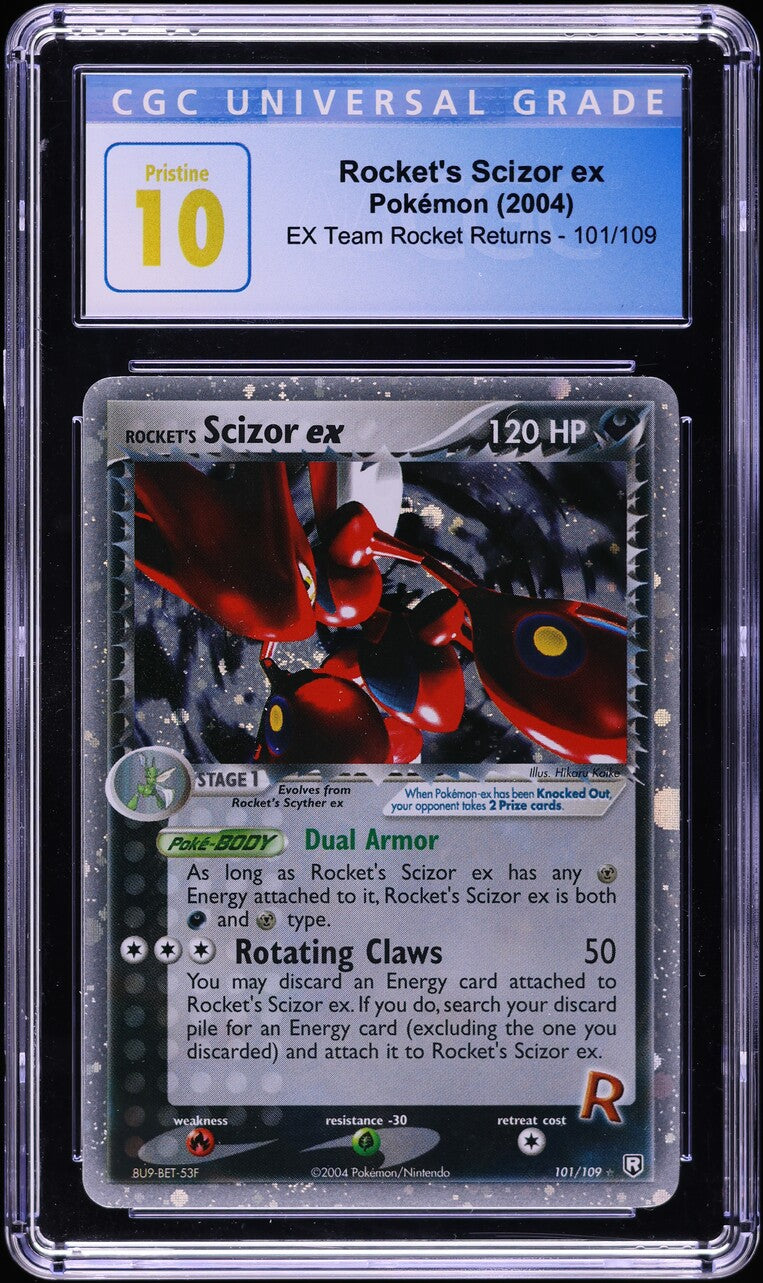 2004 POKEMON EX TEAM ROCKET RETURNS ROCKET'S SCIZOR EX #101 CGC 10 PRISTINE