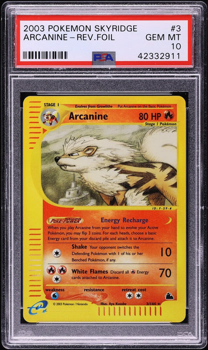 2003 POKEMON SKYRIDGE REVERSE HOLO ARCANINE #3 PSA 10 GEM MINT