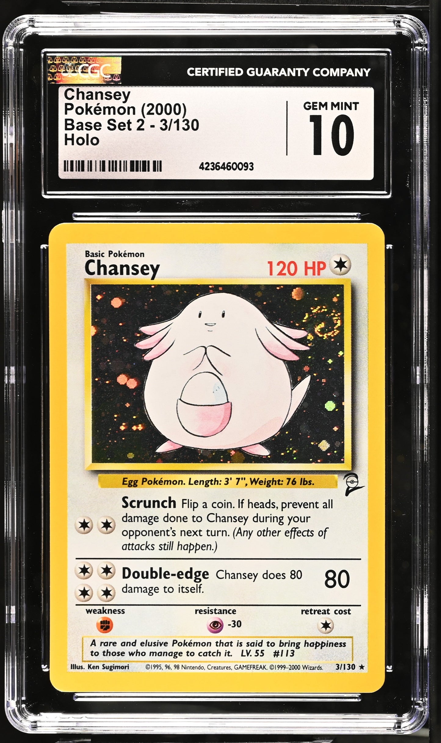 2000 POKEMON BASE SET 2 HOLO CHANSEY #3 CGC 10