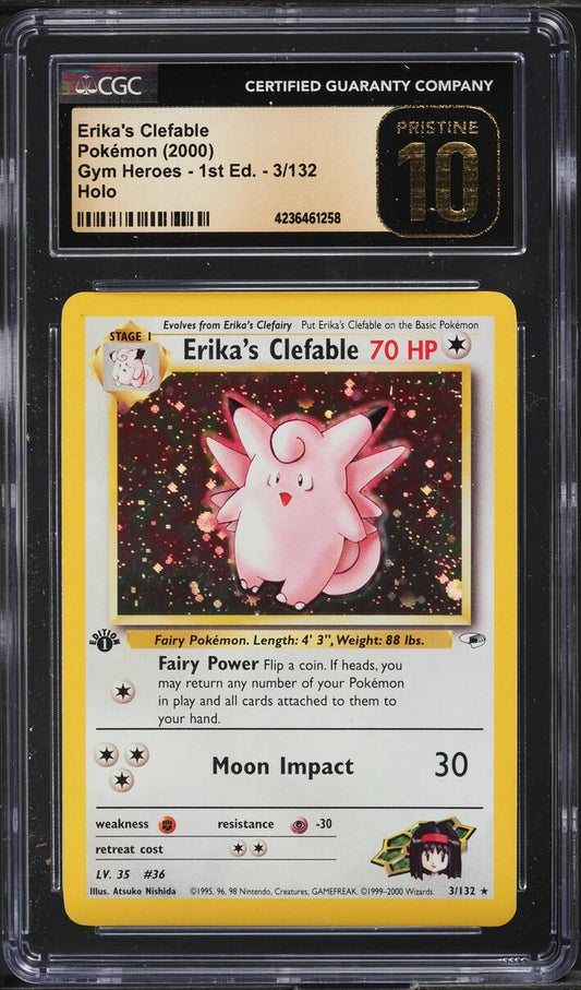 2000 POKEMON GYM HEROES 1ST EDITION HOLO ERIKA'S CLEFABLE #3 CGC 10 GEM MINT