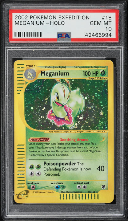 2002 POKEMON EXPEDITION HOLO MEGANIUM #18 PSA 10 GEM MINT