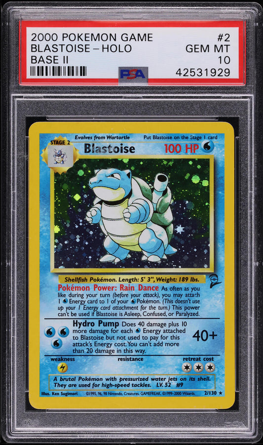 2000 POKEMON BASE SET 2 HOLO BLASTOISE #2 PSA 10