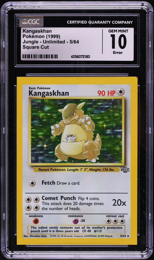 1999 POKEMON JUNGLE SQUARE CUT HOLO KANGASKHAN #5 CGC 10 GEM MINT