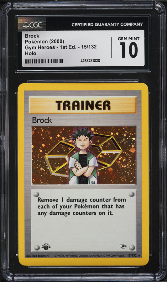 2000 POKEMON GYM HEROES 1ST EDITION HOLO BROCK #15 CGC 10 GEM MINT