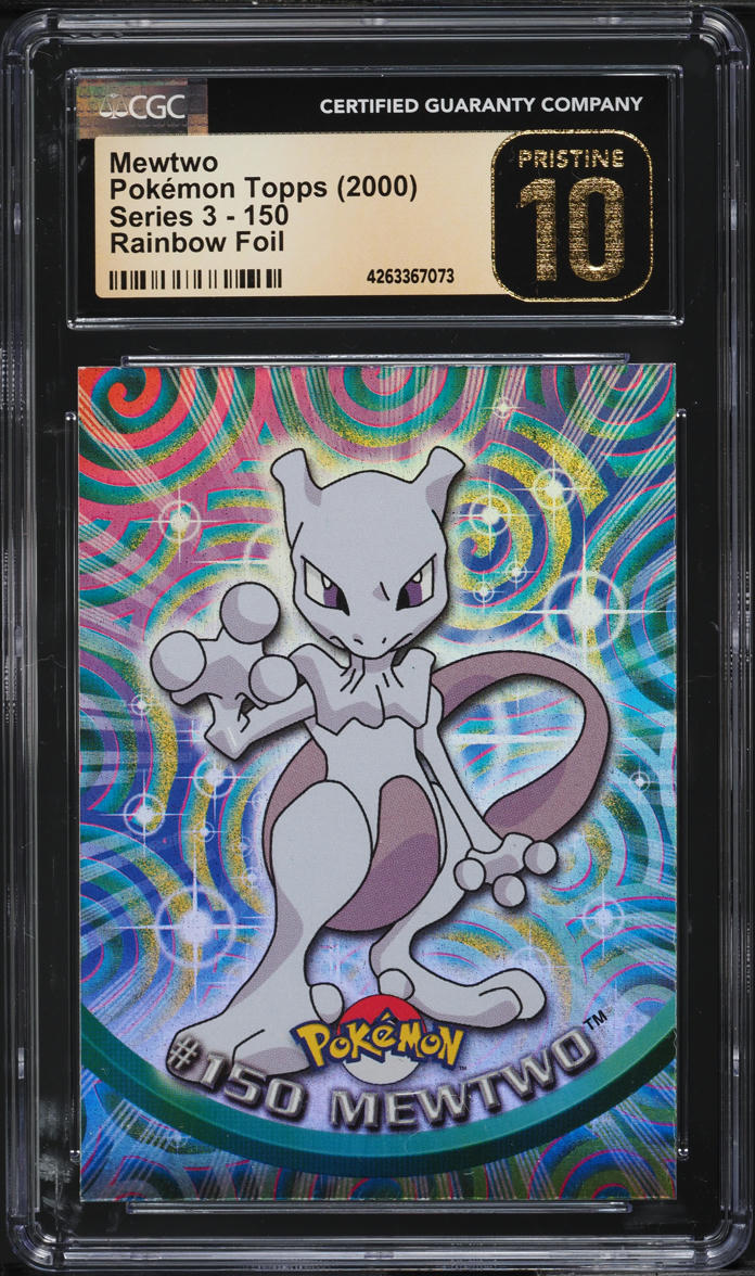 2000 TOPPS CHROME POKEMON SERIES 3 RAINBOW FOIL MEWTWO #150 CGC 10 PRISTINE