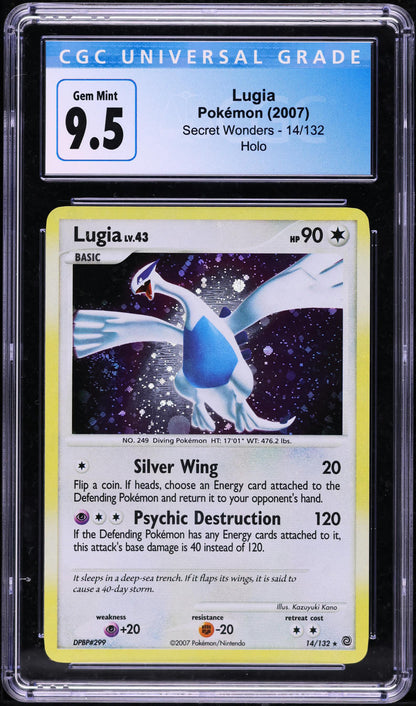 2007 POKEMON SECRET WONDERS HOLO LUGIA #14 CGC 10 GEM MINT